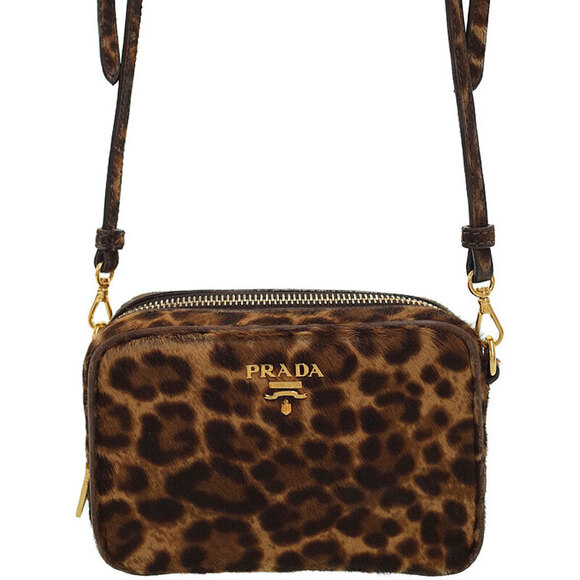 Prada Handbags - Prada Leopard Calfskin Crossbody Bag pony hair exterior Yellow